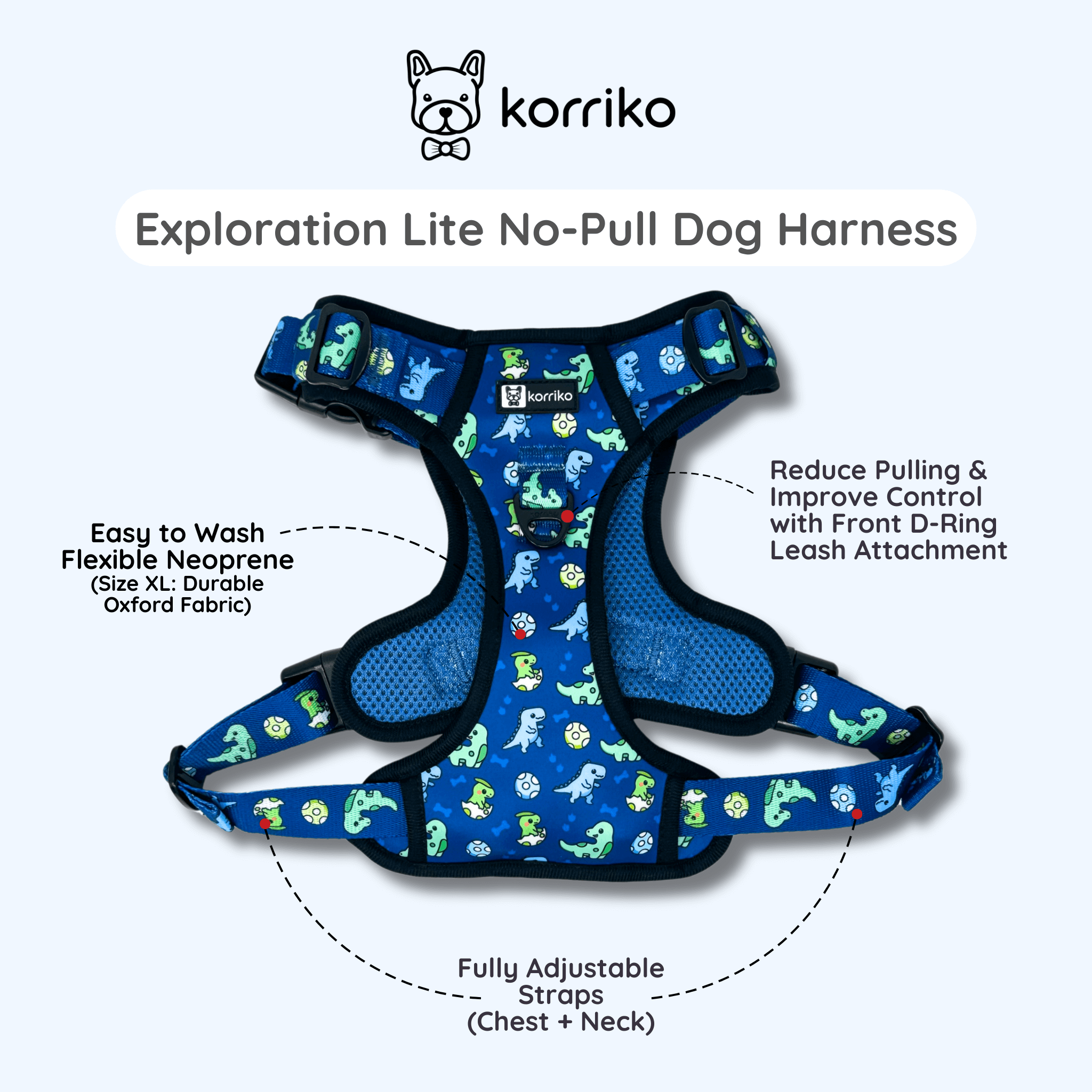 Exploration Lite No-Pull Dog Harness - Dino
