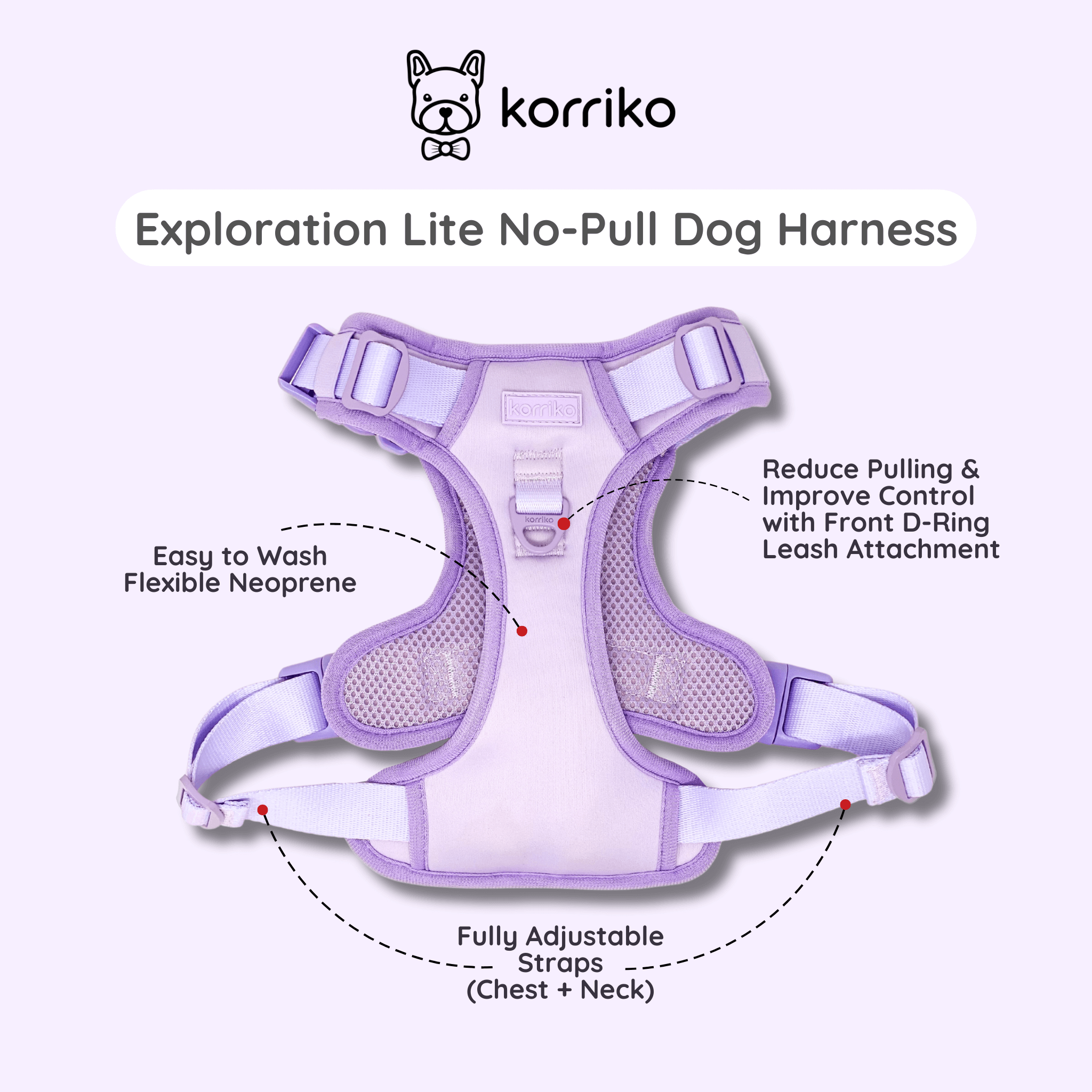 Exploration Lite No-Pull Dog Harness - Lilac (Final Sale)