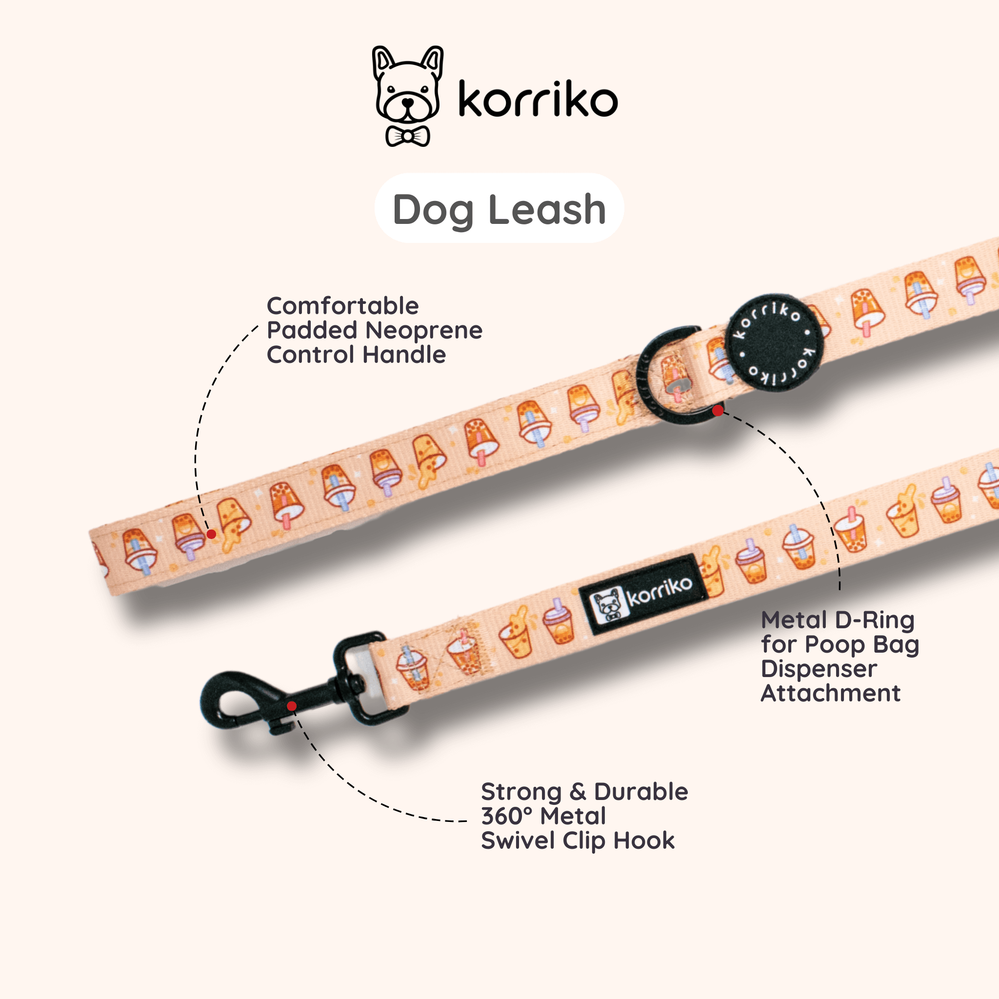 Dog Leash - Milk Tea
