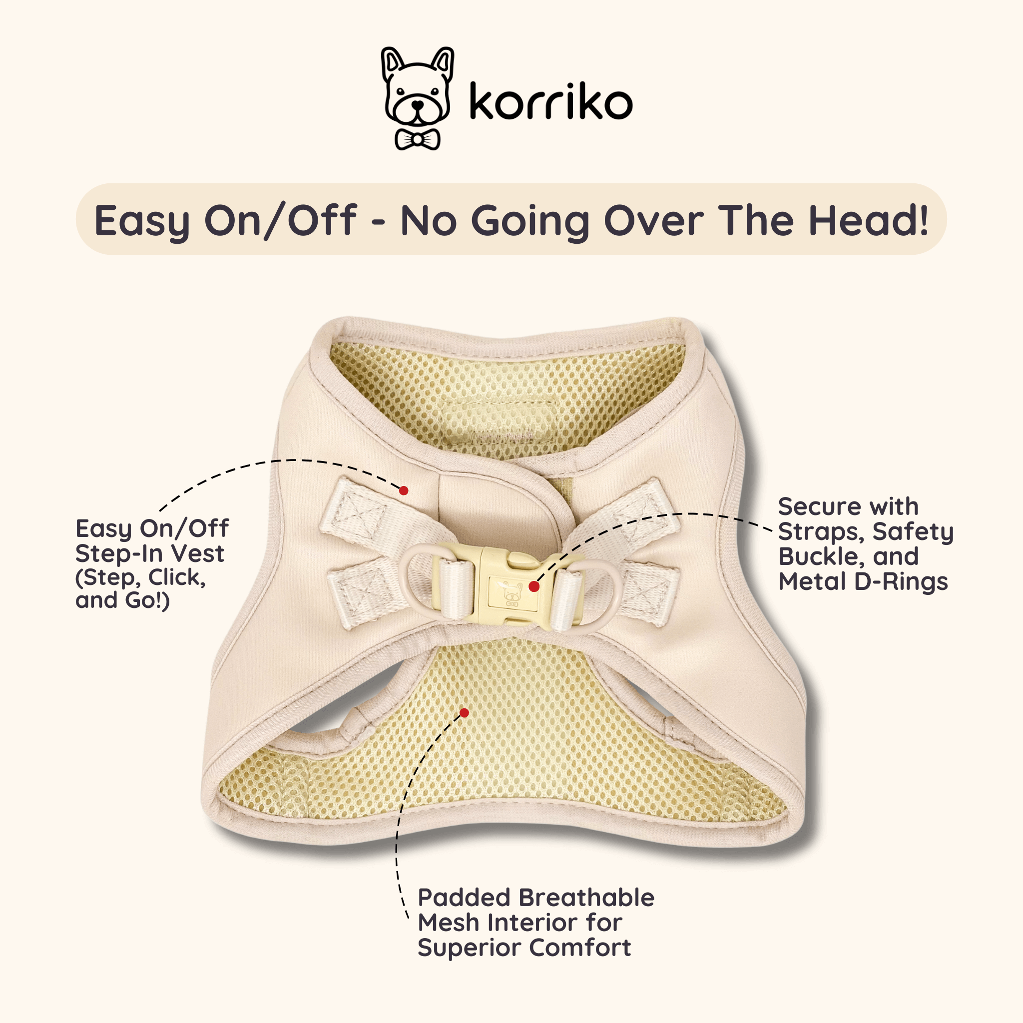 Step-In Dog Harness - Almond Nude (Final Sale)