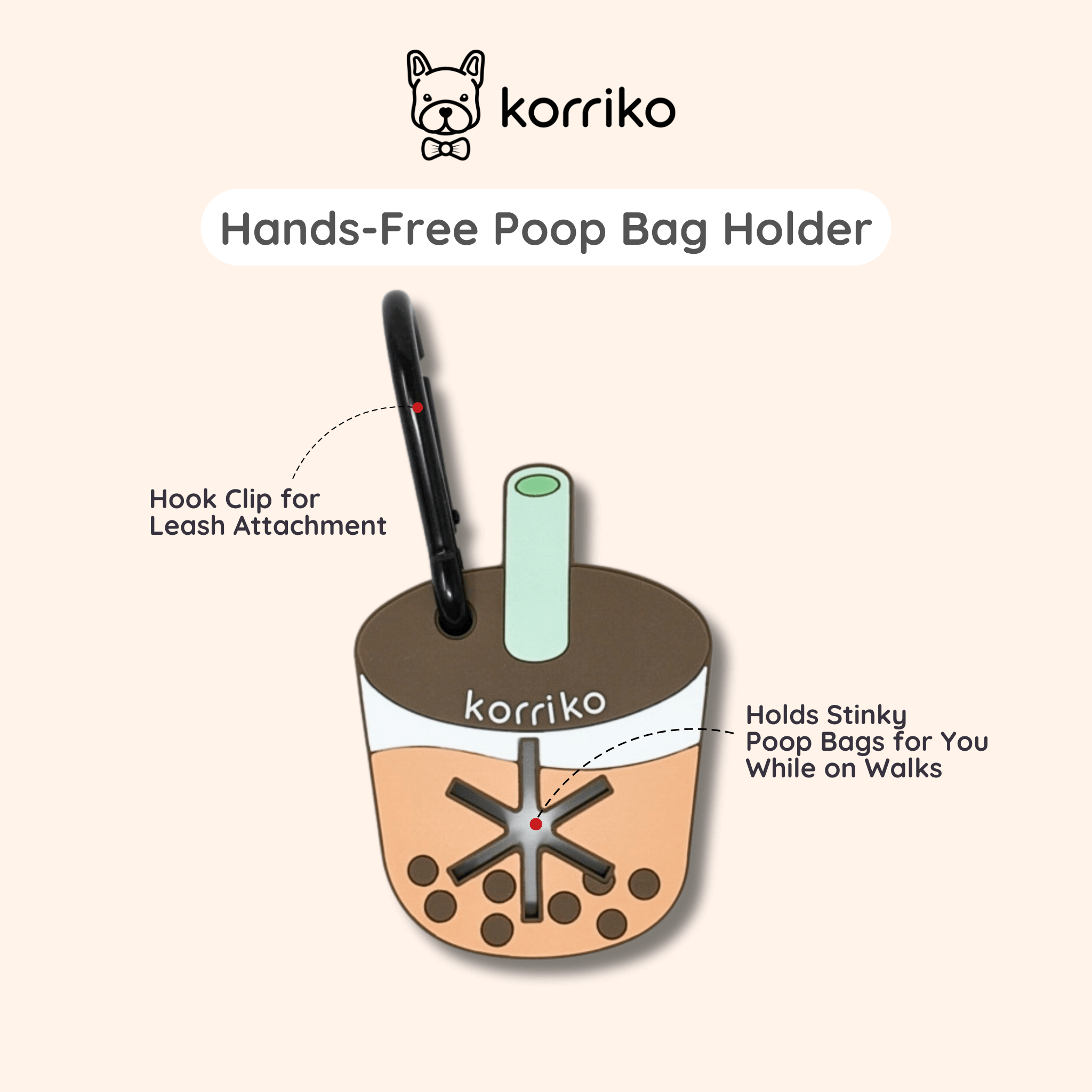 Hands-Free Poop Bag Holder - Bubble Tea