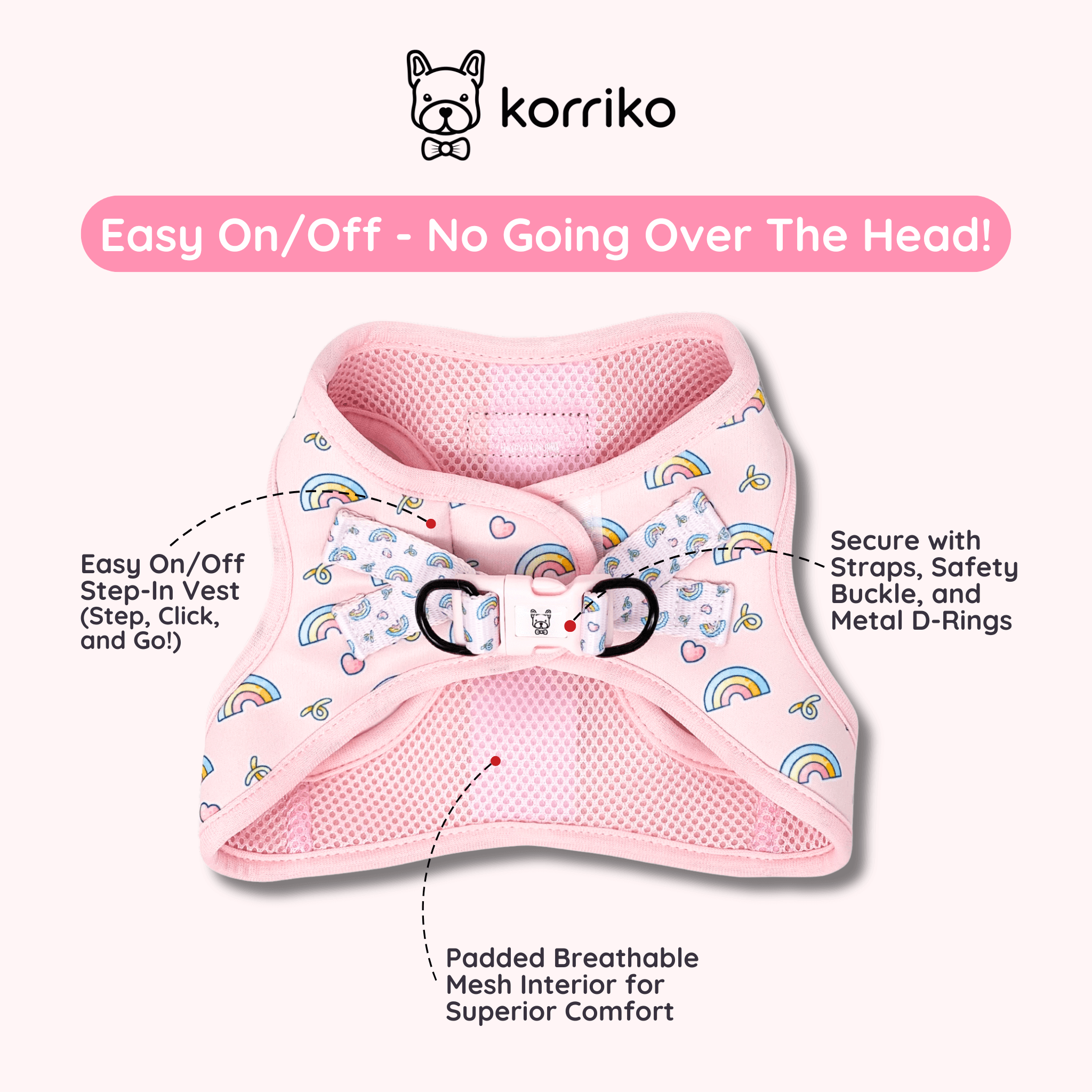 Essential Step-In Harness Walk Set - Over The Rainbow (3-Piece)