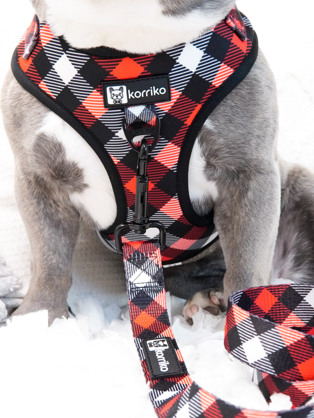 Adjustable Dog Harness - Red Plaid